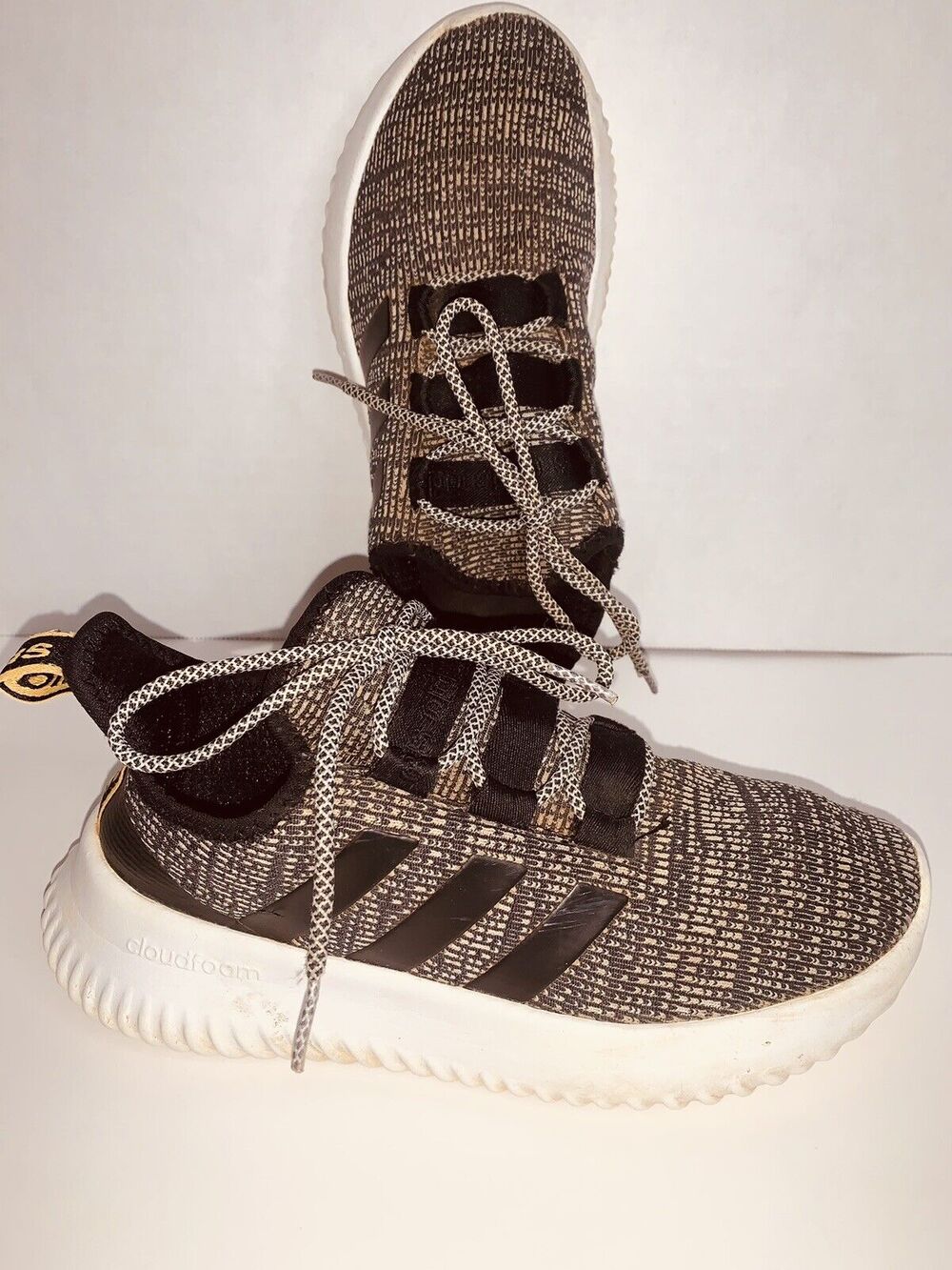 Adidas Cloudfoam Gray Black Yellow Size 5 Womens ART EF7242 Lace Up